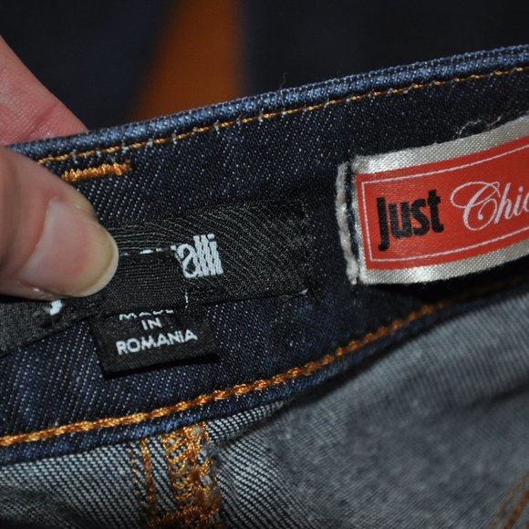 Just Chic Cavalli Jeggings Jeans Dark Blue Gold Hardware & Logo on Pocket 29 - Picture 4 of 7